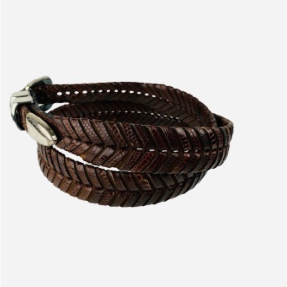 MEZLAN "AO2794" Brown All-Over Genuine Lizard Belt - Picture 3 of 11